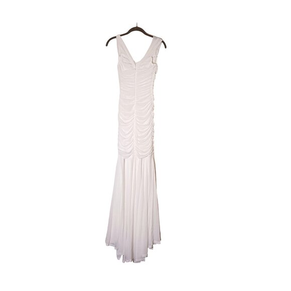 Lulus Ruched Romantic White Mesh Off-the-Shoulder Mermaid Maxi Dress, Size M - Picture 7 of 16